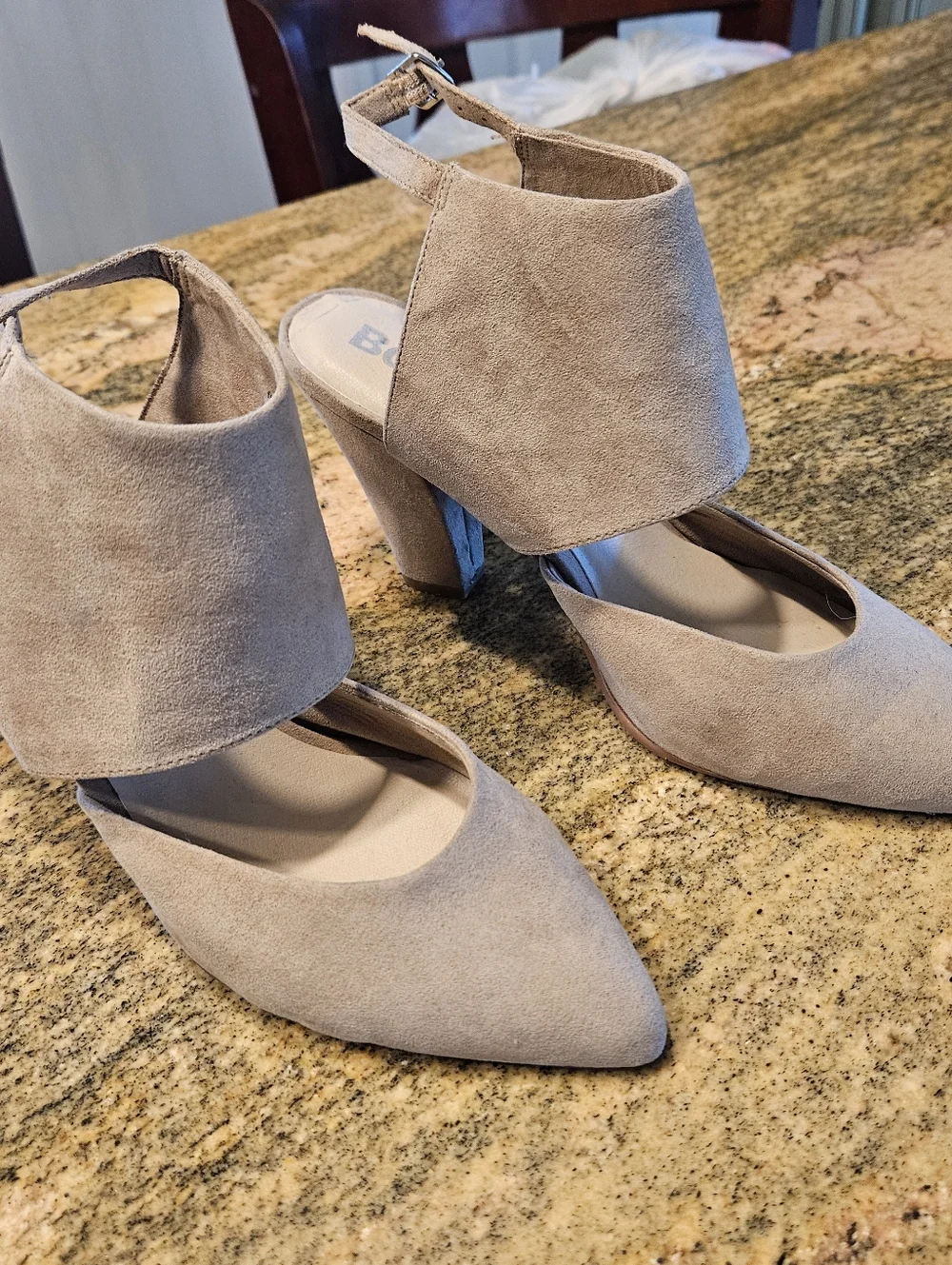Brand New BC Pointed Ankle-Strap Suede Heels in Taupe 8.5 - Picture 11 of 11